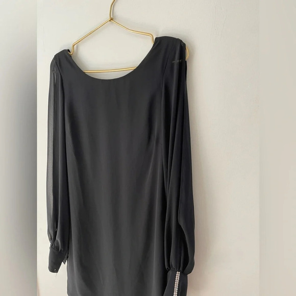 CACHE Black  Long Sleeve Dress Gem embellishment open sleeves - Picture 7 of 8